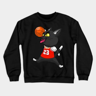 Basketball Cat black Crewneck Sweatshirt